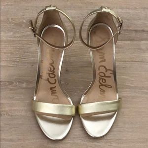 Gold leather Sam Edelman strapping heels